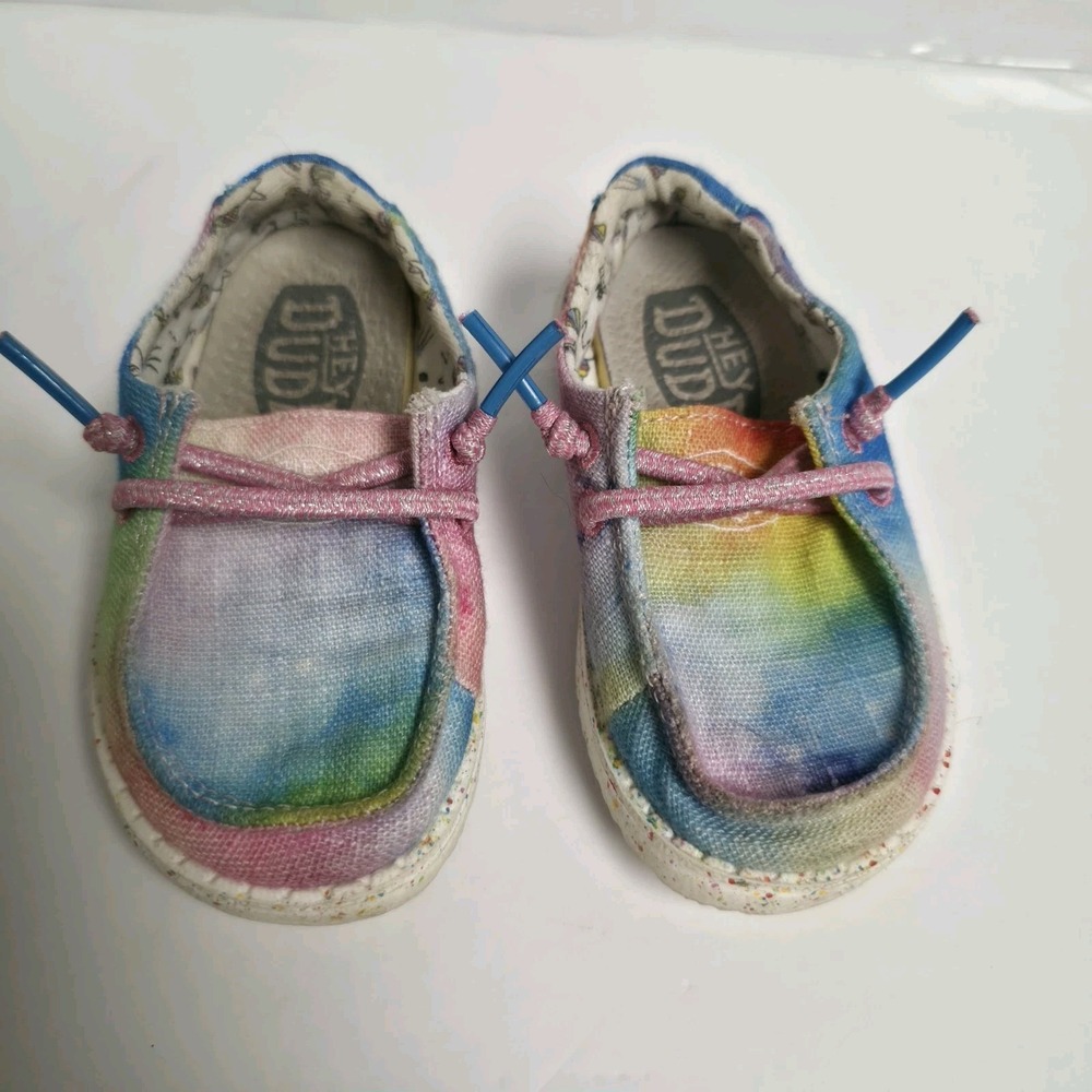Hey Dude Wendy Toddler Dreamer Rainbow Tie Dye Slip On Loafers Shoes Size 6